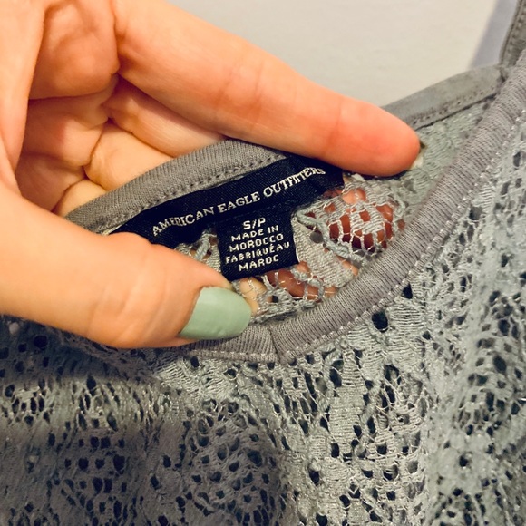 AE Outfitters Small Grey Lace top - Picture 4 of 6